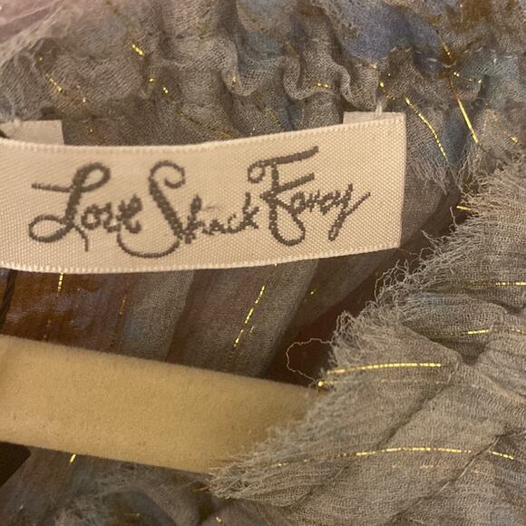 LOVESHACKFANCY WOMEN'S POPOVER DRESS Light Blue Metallic sz XS - Picture 3 of 5